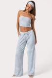 Ribbed Jersey Low Rise Trousers in Blue Stripe