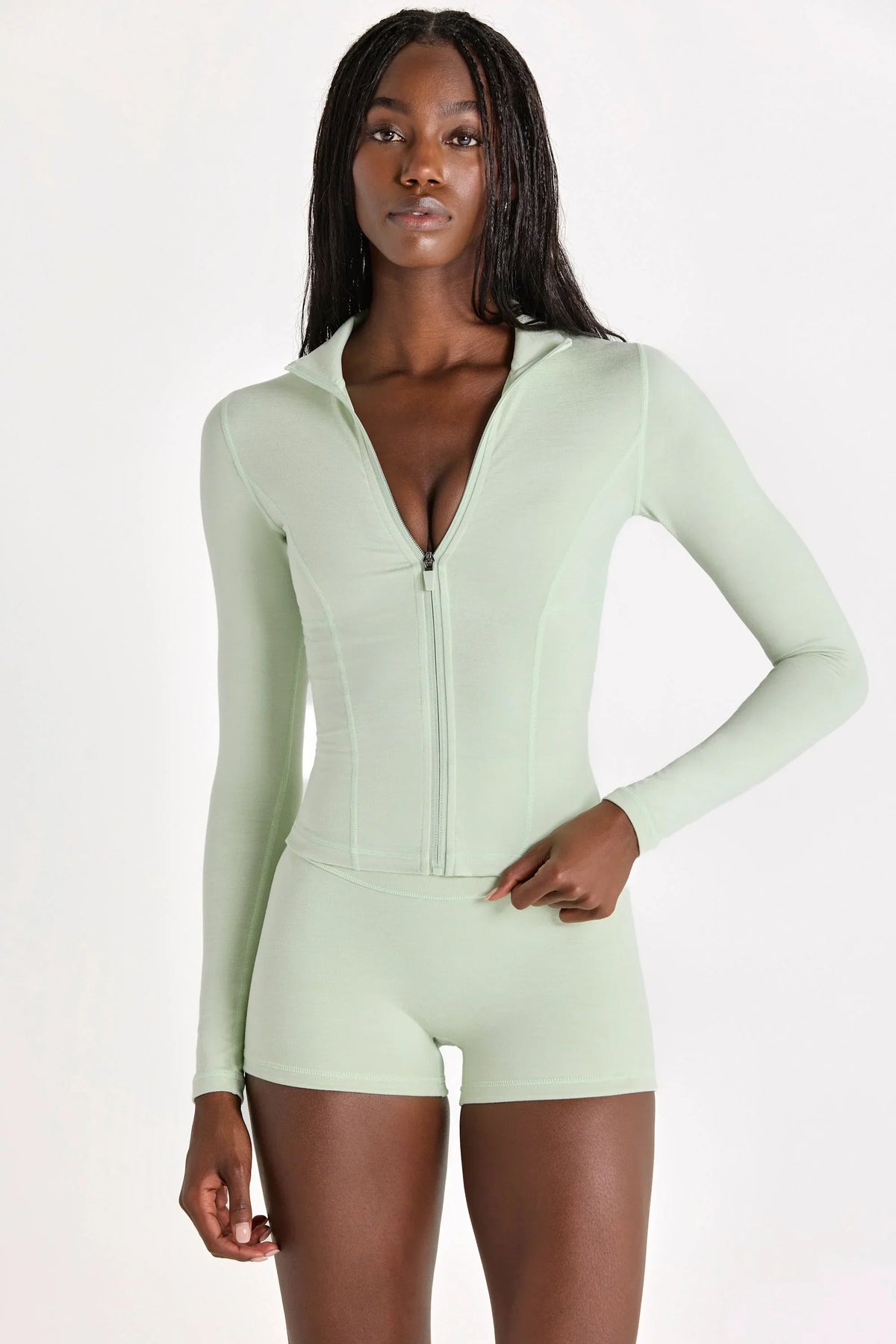 Soft Active Zip Up Jacket in Pistachio
