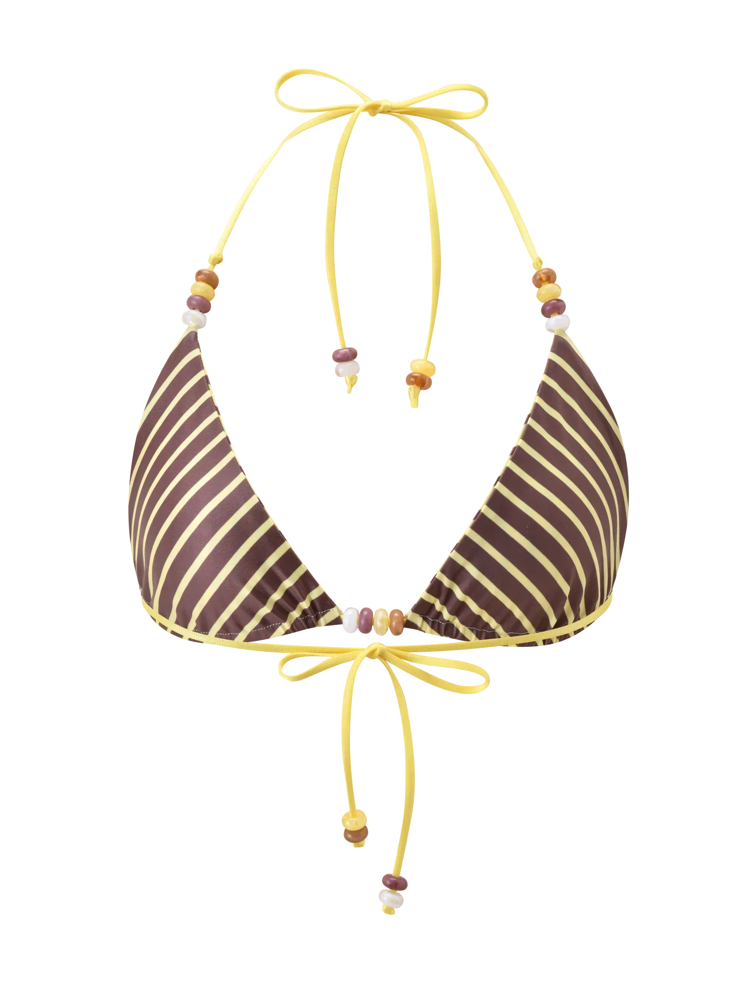 FINLEA REVERSIBLE BIKINI TOP BROWN AND YELLOW STRIPE