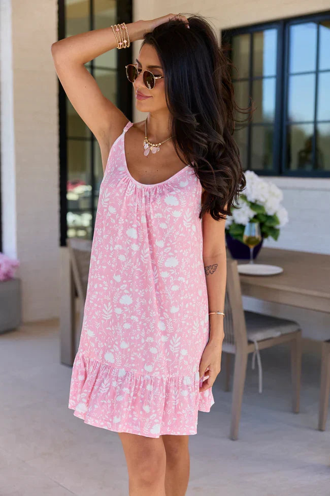 Linda Pink Floral Dress