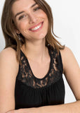 Lace Yoke Top Black