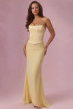 Satin Corset Bridesmaid Dress in Butter Yellow