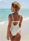 Colorblock Belted One Piece Pristine Chicory