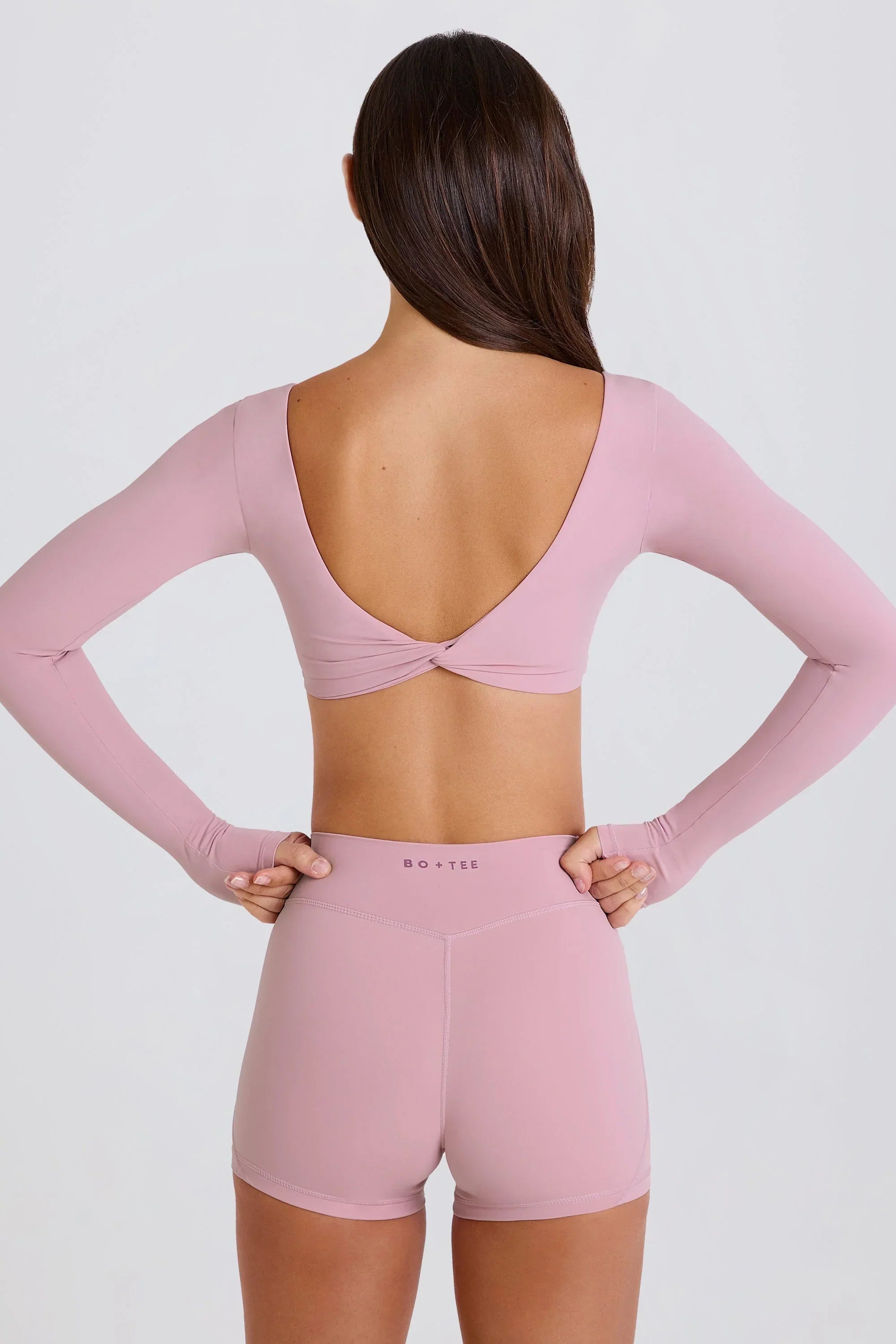 Long Sleeve Crop Top in Mauve