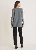 Cutout Sleeve Sweatshirt Seafog