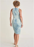 Deep V Dress Acid Wash