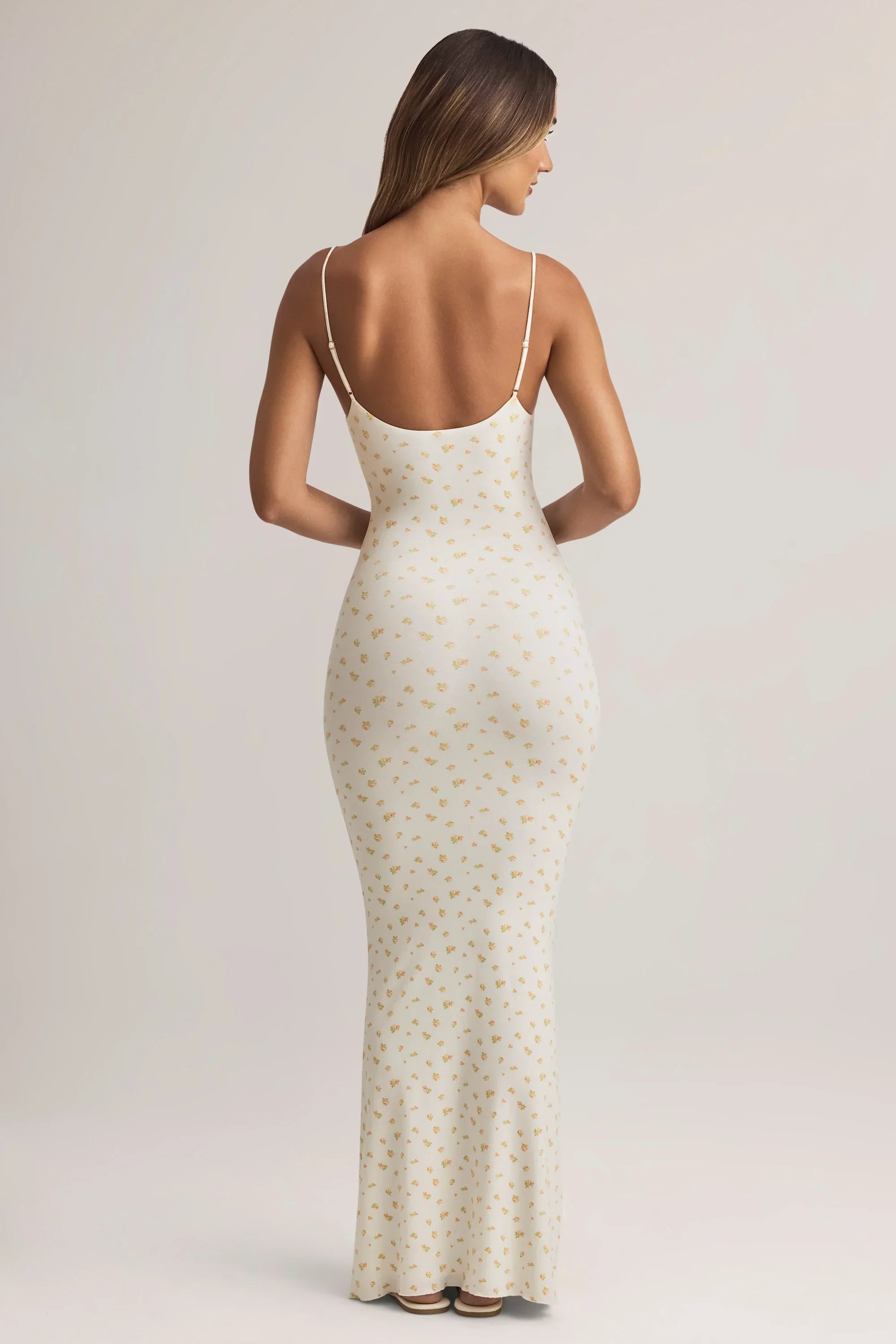 Modal Scoop Neck Strappy Maxi Dress in Floral Print