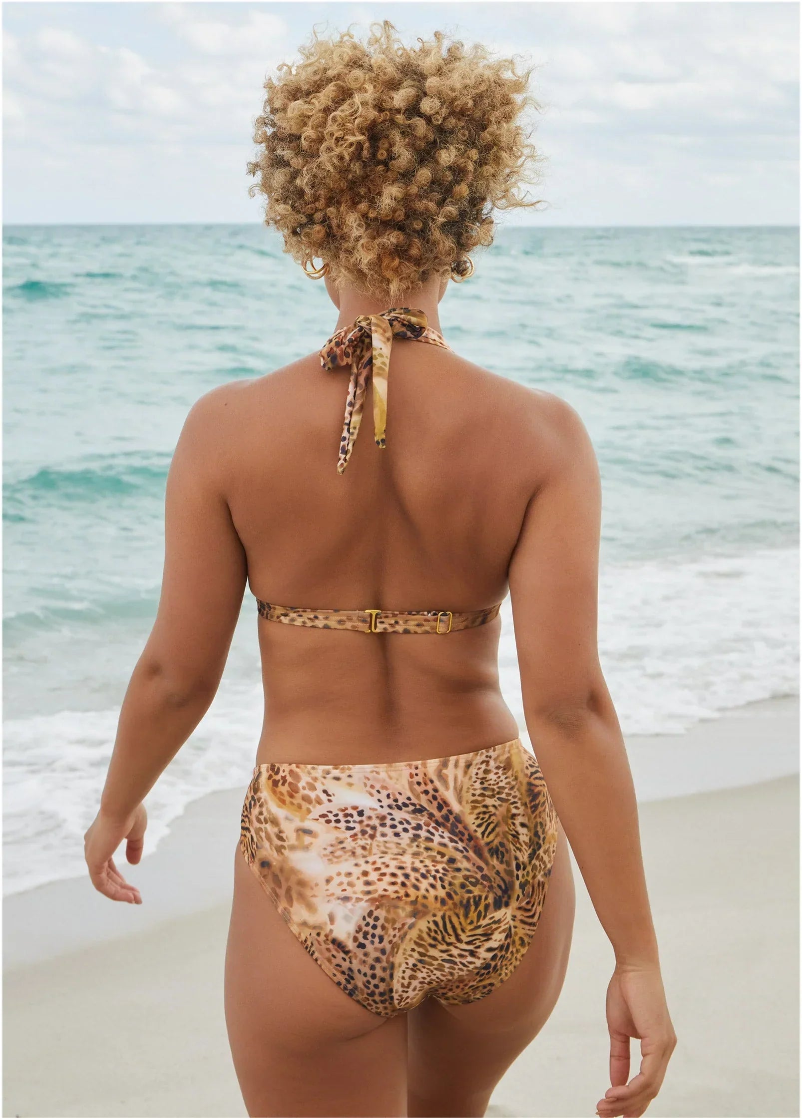 Goddess Push Up Halter Top Leopard Lillies Small