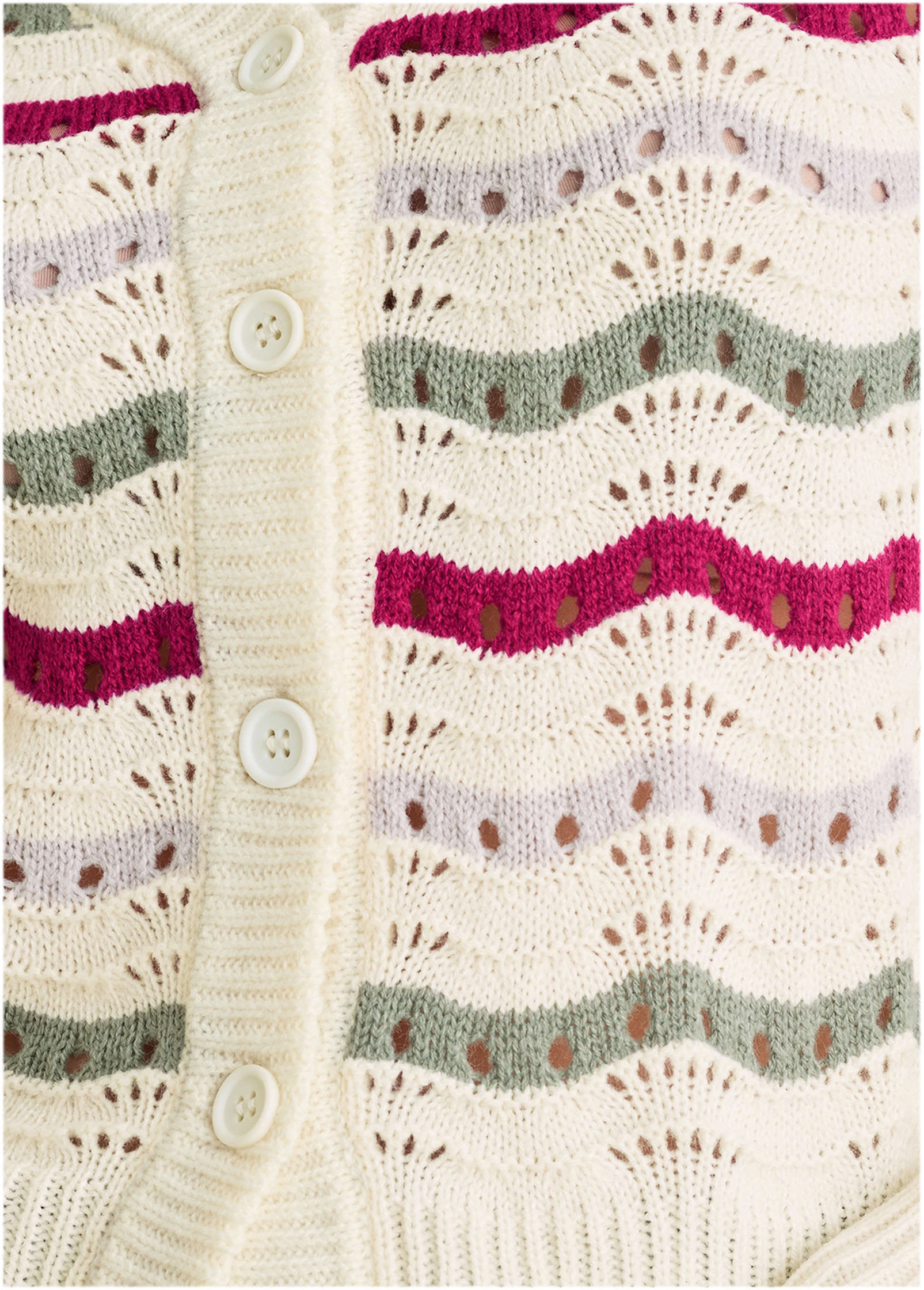 Stripe Pointelle Cardigan Grey Multi