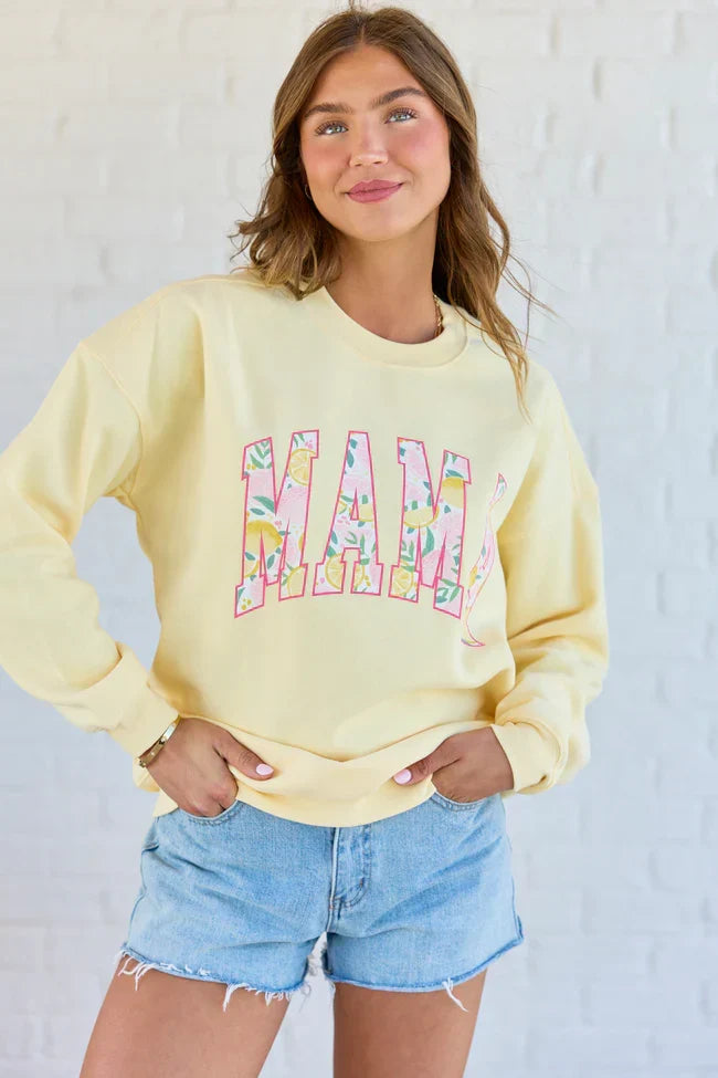 Mama Block Lemons Yellow Graphic Sweatshirt