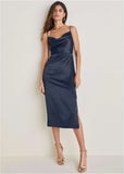 Cowl Neck Slip Dress Navy
