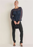Sheer Beauty Blouse Navy