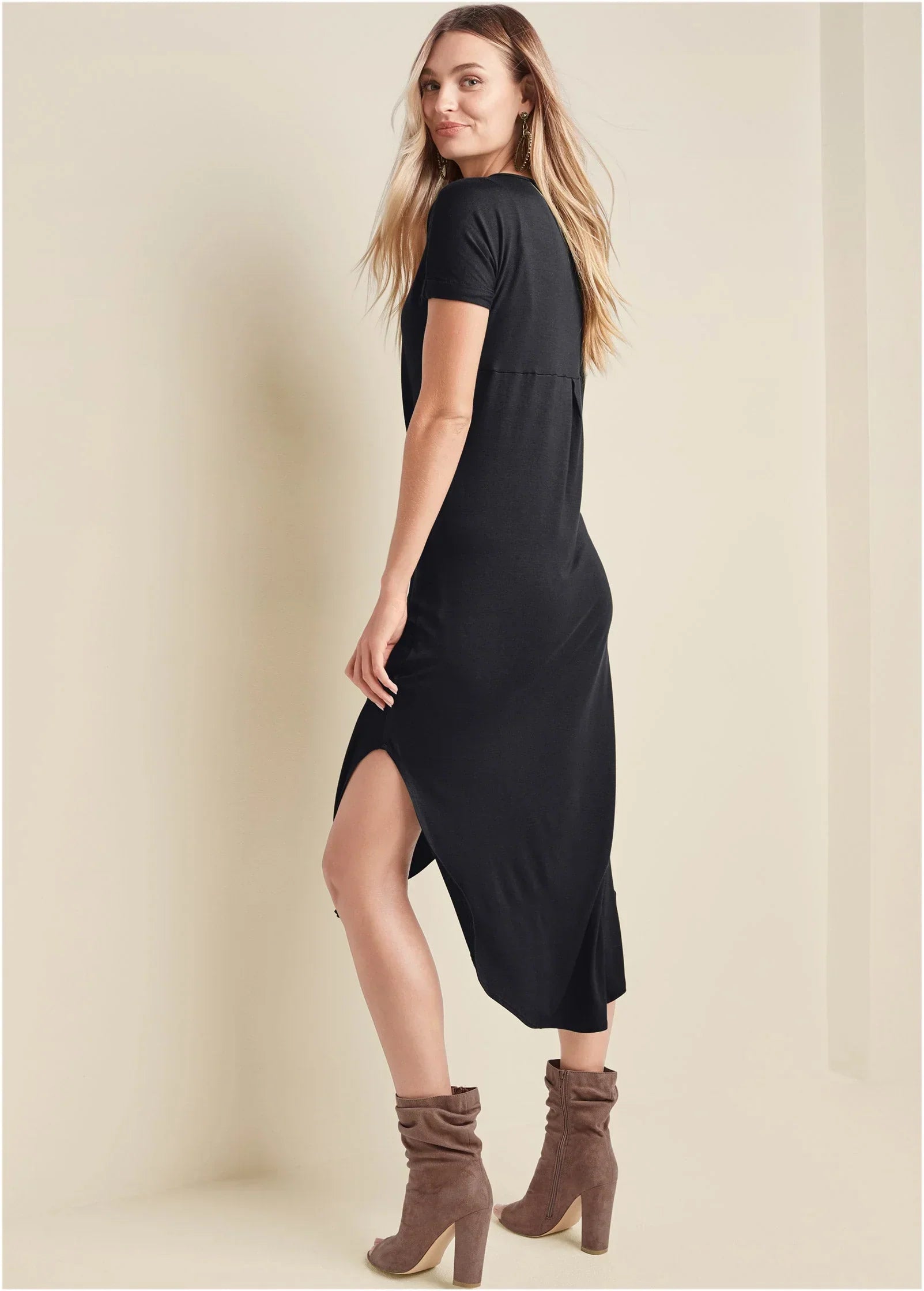 Casual T Shirt Maxi Dress Black