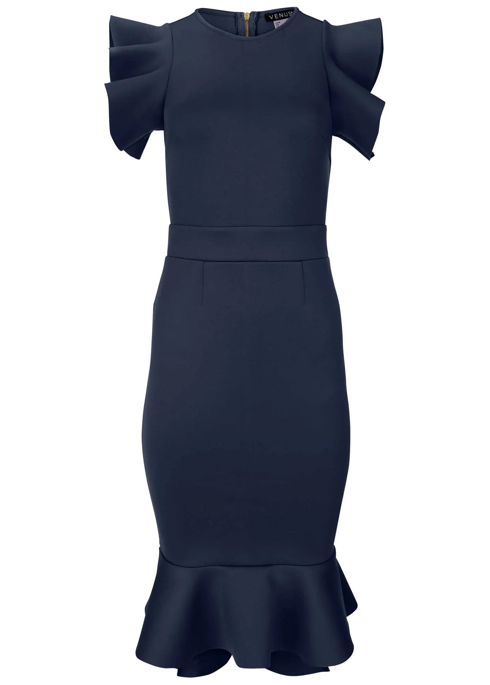 Ruffle Detail Dress Navy