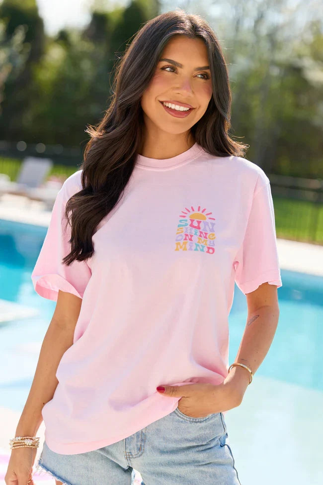 Sunshine On My Mind Light Pink Graphic Tee