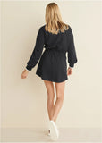 Double Knit Sleeved Dress Jet Black