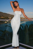 Embellished Cut Out Bandeau Maxi Dress in White