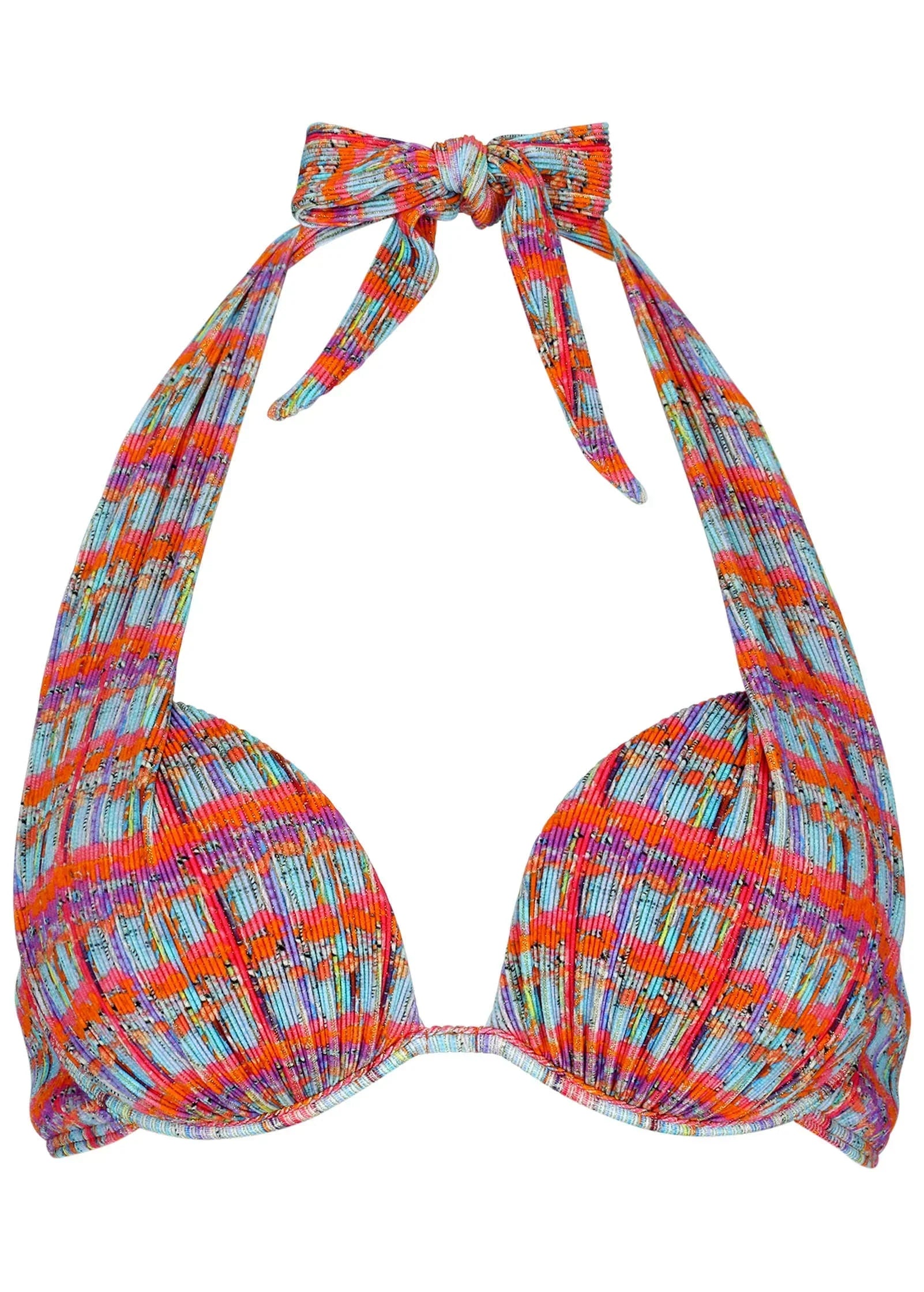 Lurex Rib Marilyn Push Up Halter Top Tweedy Plaid