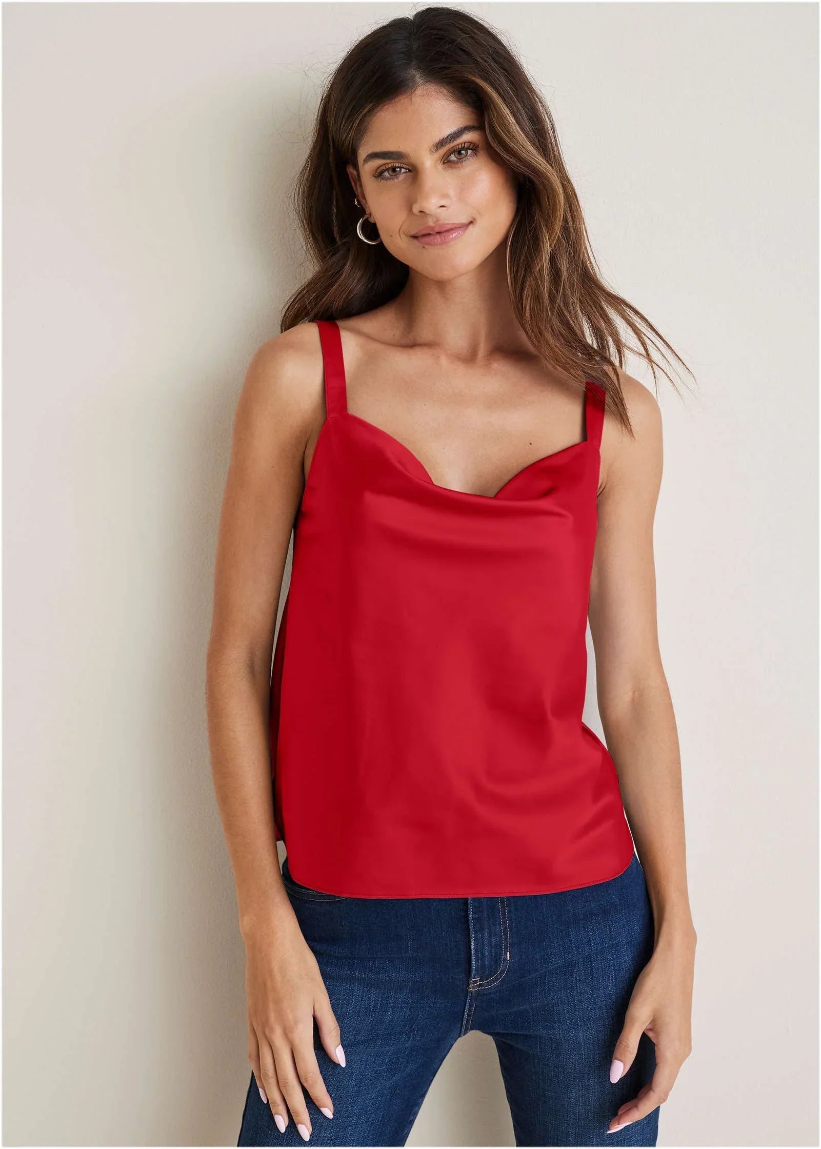 Cowl Neck Tank Red