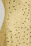 Sheer Embellished Square Neck Mini Dress in Yellow