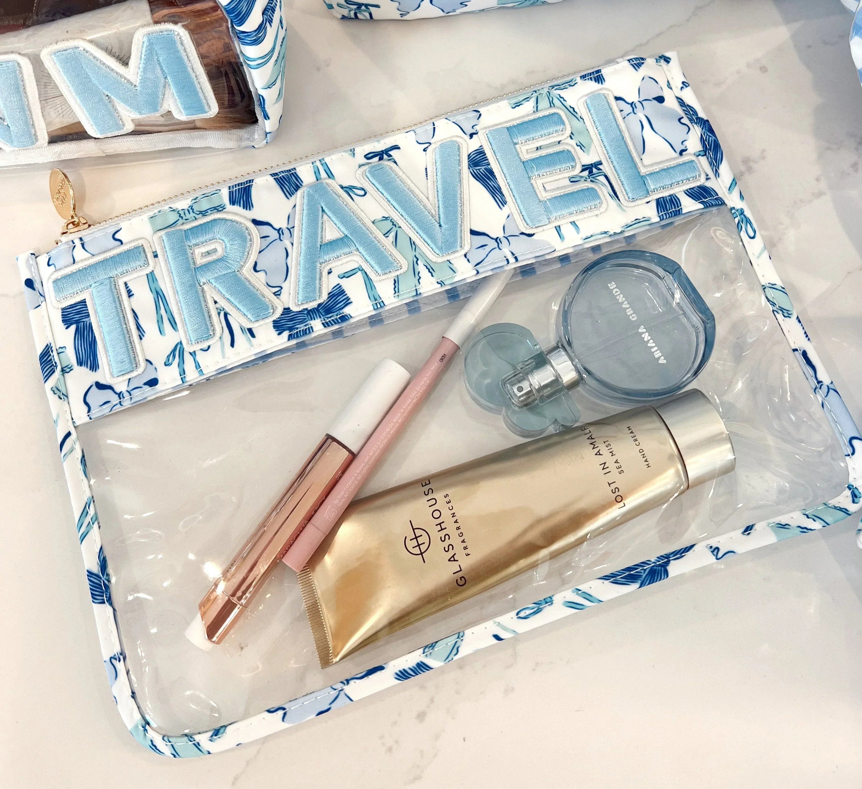 KenzKustomz Blue Bow Clear Pouch Travel
