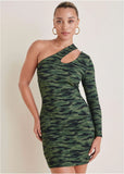 One Shoulder Cutout Mini Dress Rebel Camo