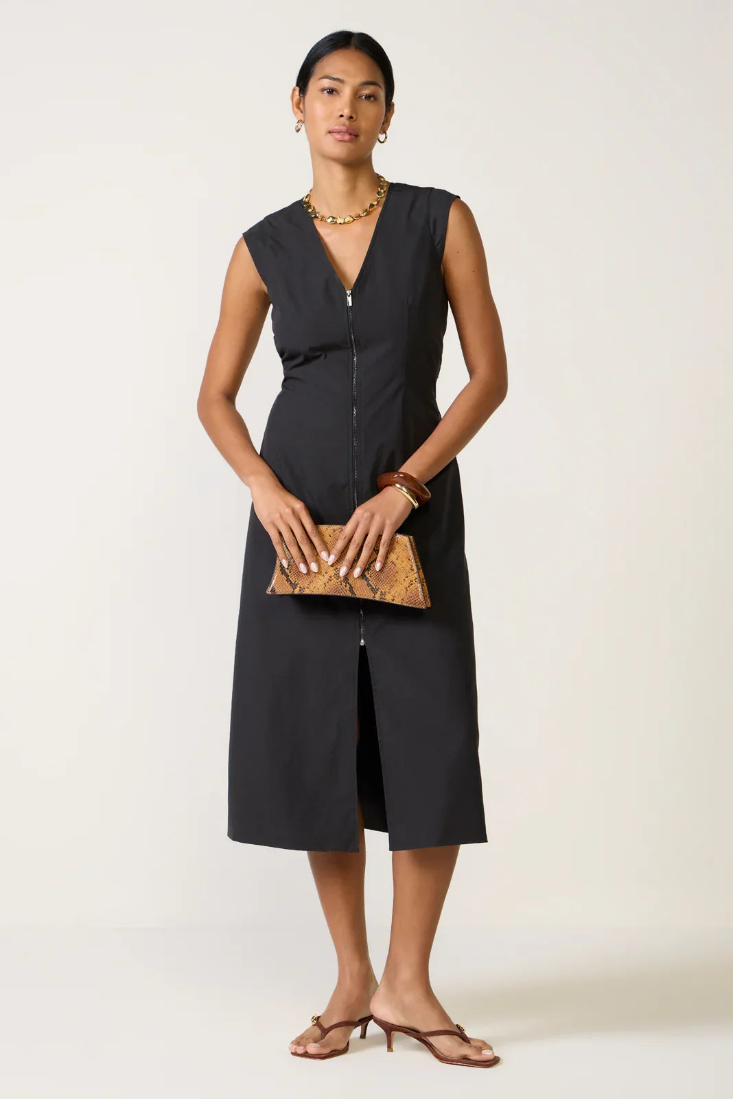 Laurel Zip Front Midi Dress
