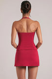 Longline Halterneck Top in Cherry Red