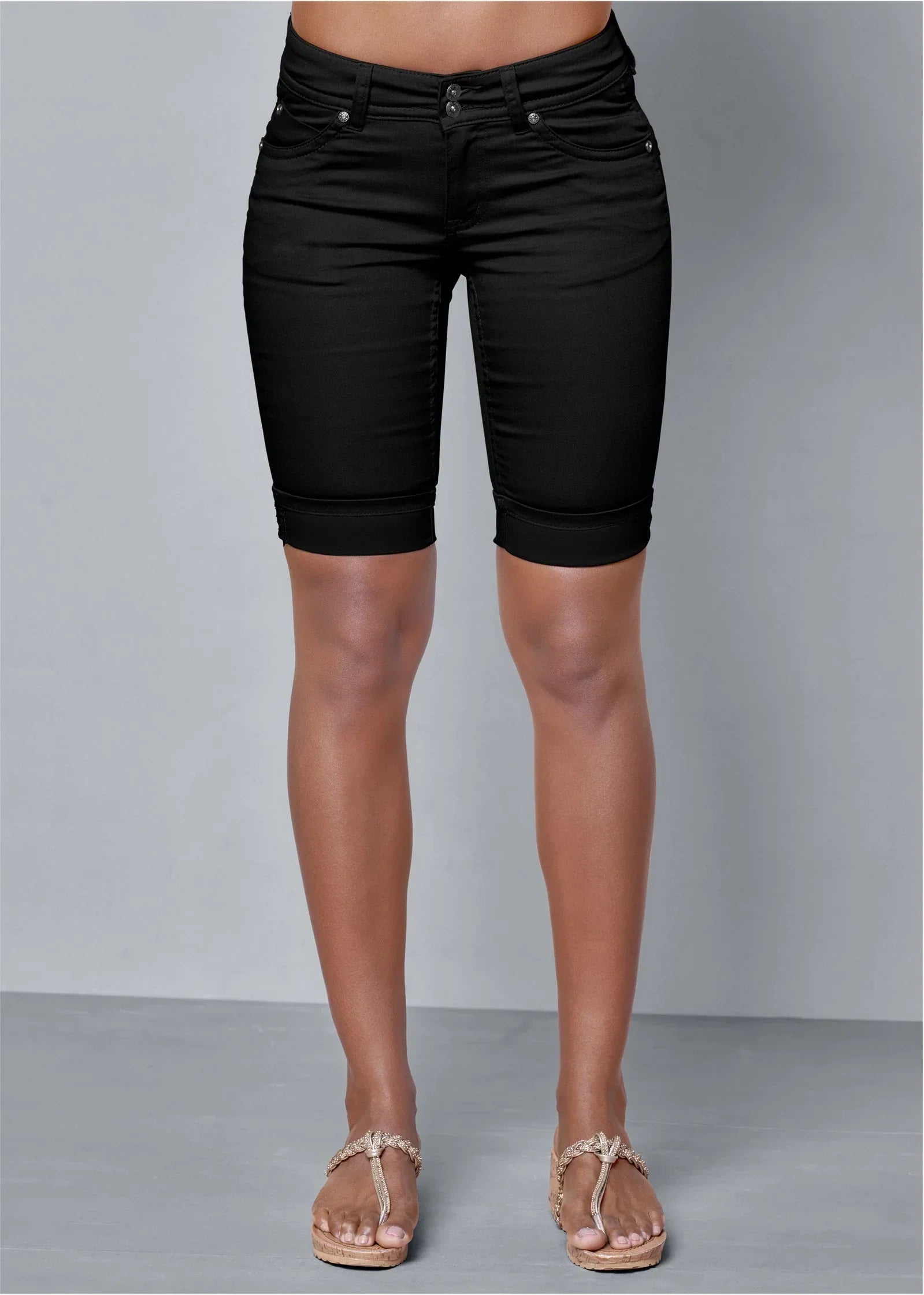 Long Jean Shorts Black