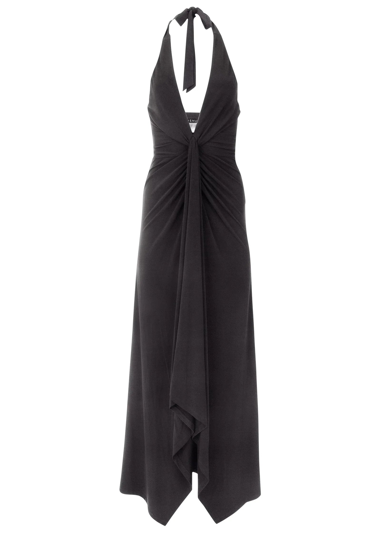 Plunging Knot Maxi Dress Jet Black