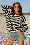 USA Navy And Ivory Striped Sweater