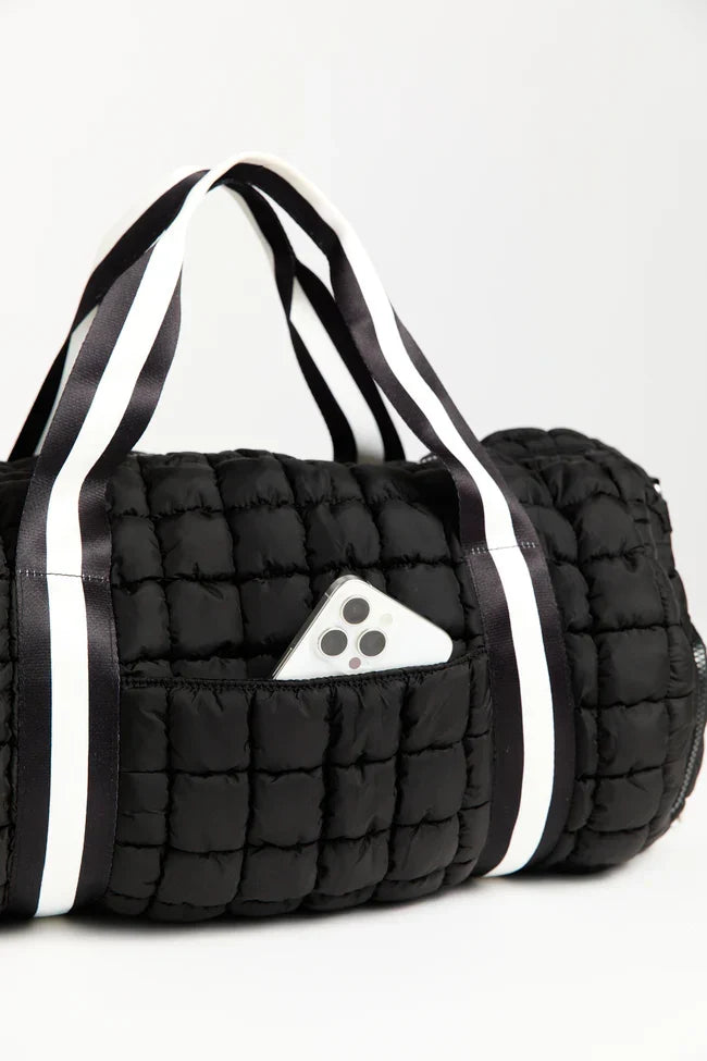 Haylie Active State Black Quilted Duffle Bag SALE