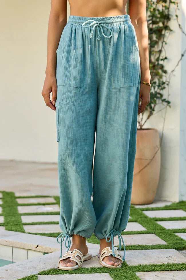 Gwen Blue Gauze Harem Pant