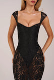 Sweetheart Neck Maxi Dress in Black