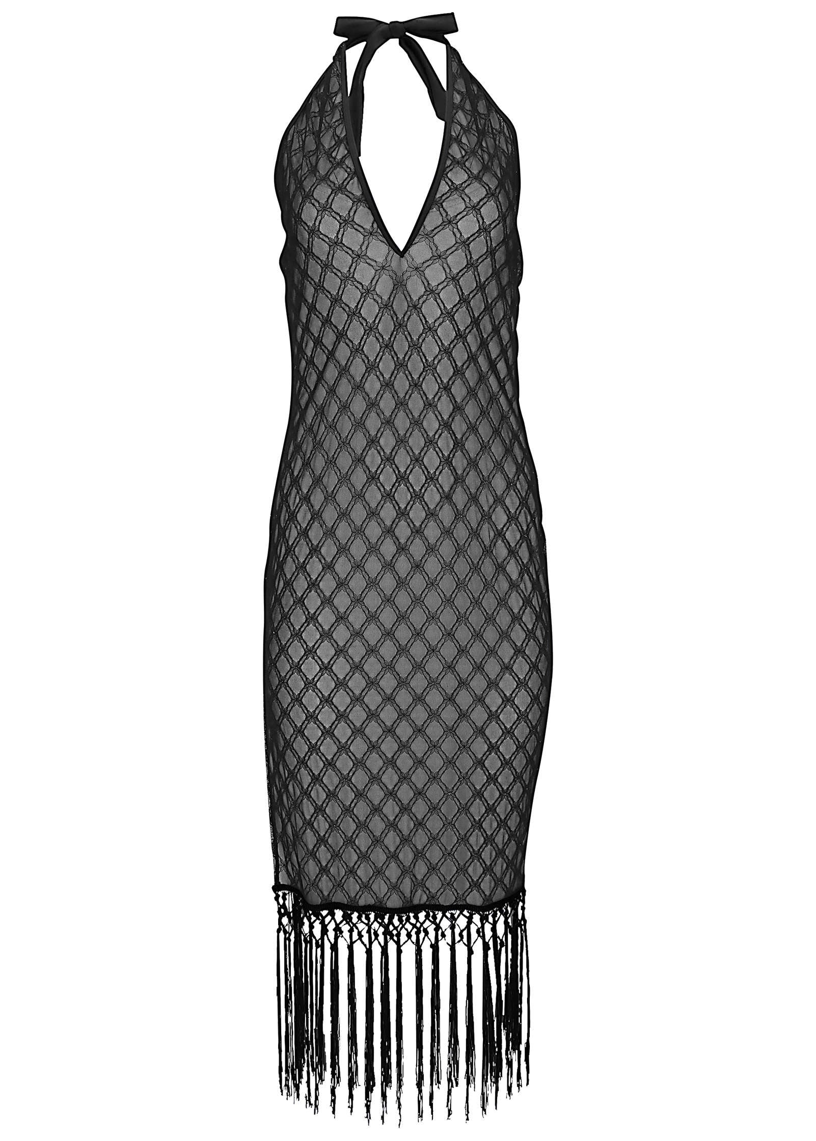 Deep V Mesh Cover Up Jet Black