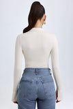 Modal Plunge V Neck Bodysuit in Ivory