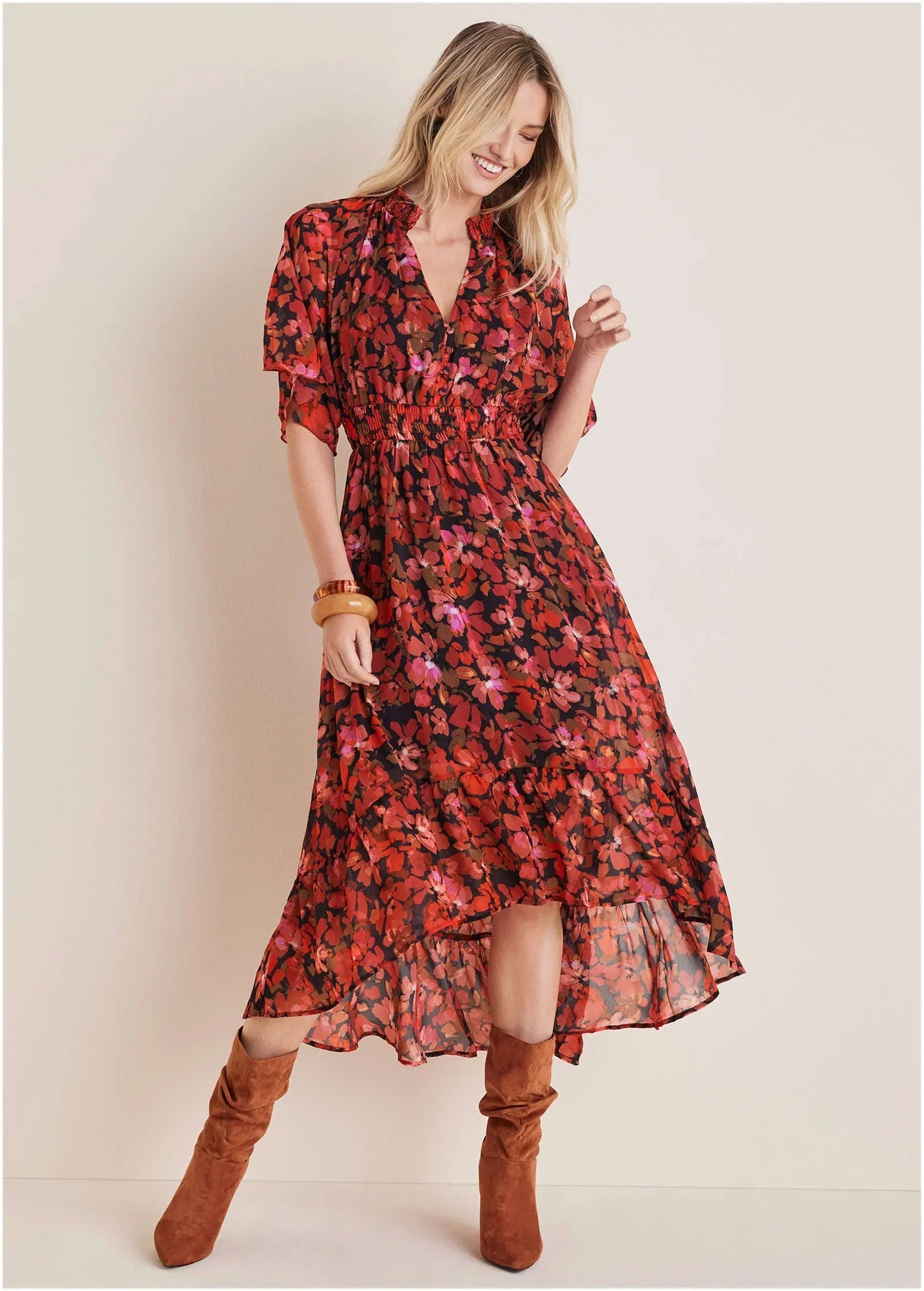 Floral High Low Maxi Autumn Petals