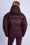 Waterproof Cropped Oversized Ski Jacket in Burgundy
