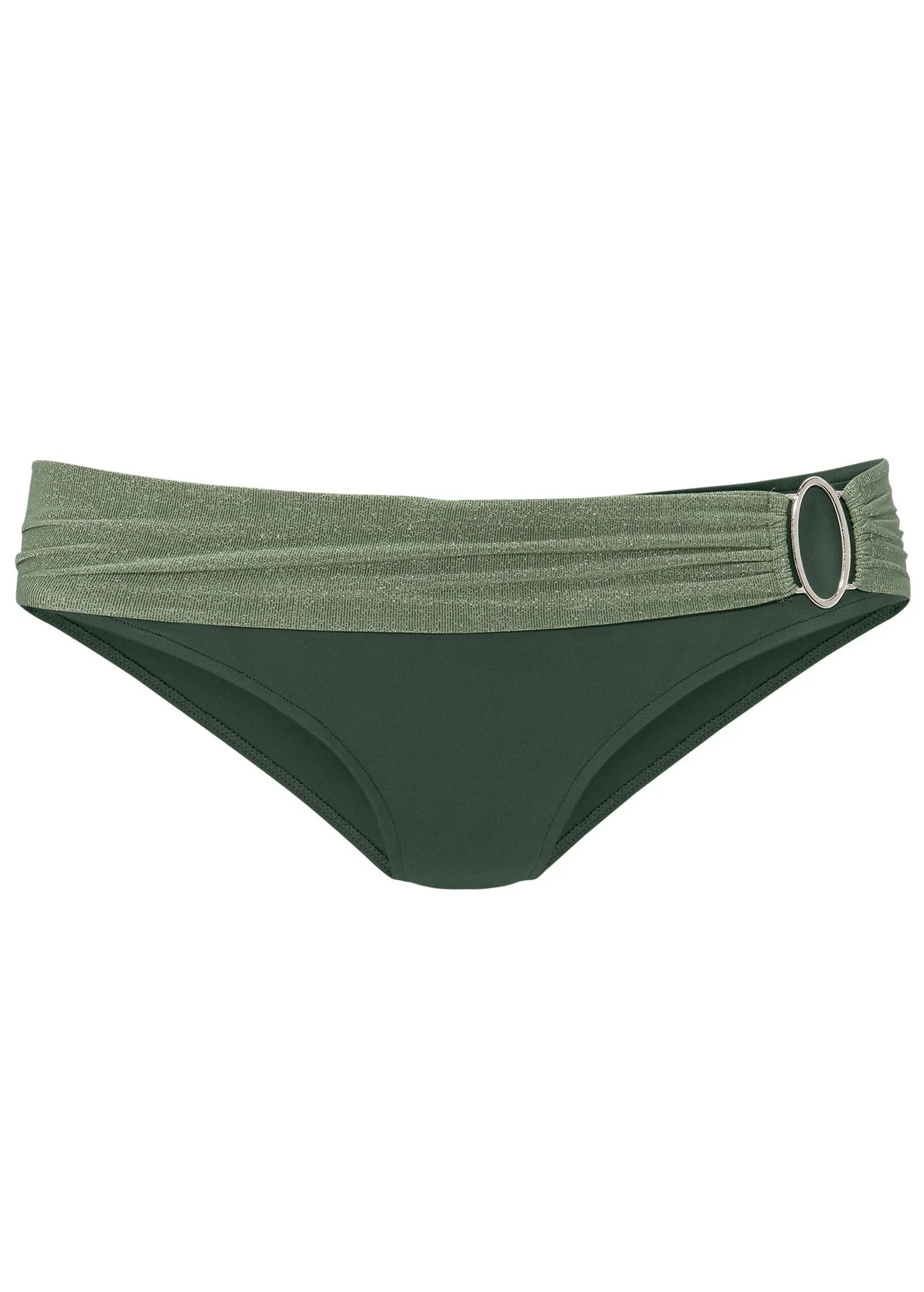 Ring Low Rise Bikini Bottom Olive Green Multi