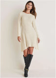 Tie Detail Mini Sweater Dress Off White