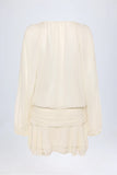 Lace Up Balloon Sleeve Mini Dress in Ivory