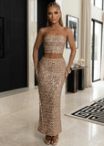 Lost Thoughts Sequin Two Piece Rose Gold