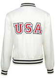 USA Matte Satin Bomber Cloud Dancer