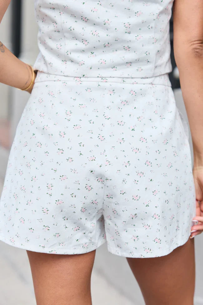 Meredith White And Pink Floral Shorts