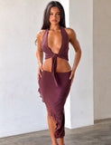 GEORGIE DIAMANTE HI LO SKIRT CHOCOLATE
