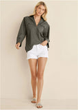 V Neck Oversized Shirt Olive