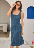 Denim Tank Midi Dress Medium Wash