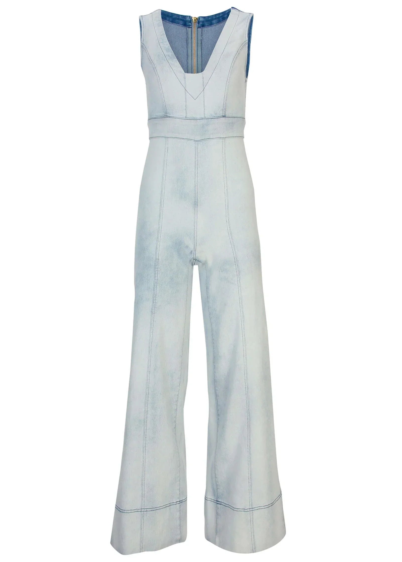 Stretch Denim Jumpsuit Light Wash
