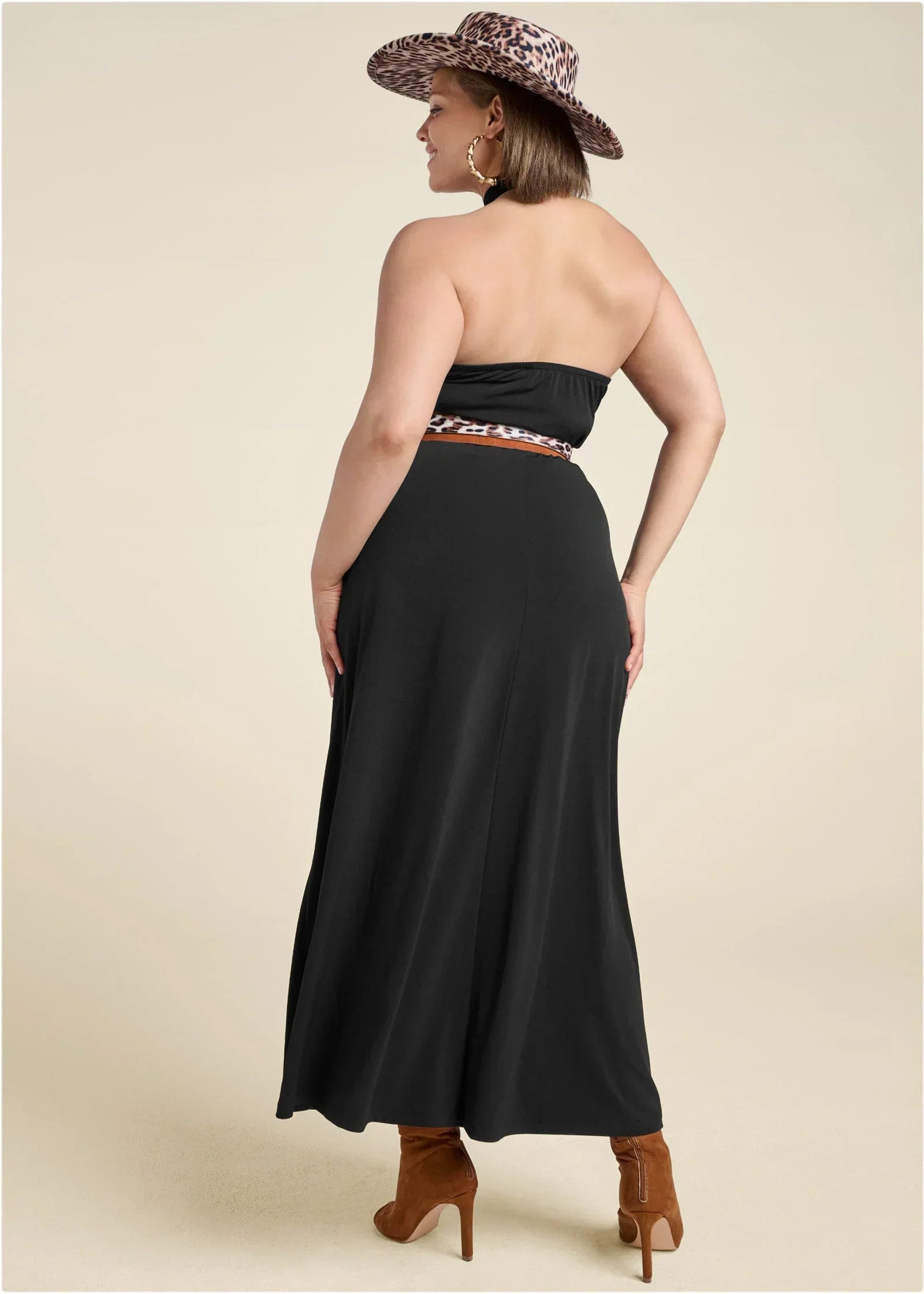 Cross Neck Halter Dress Black