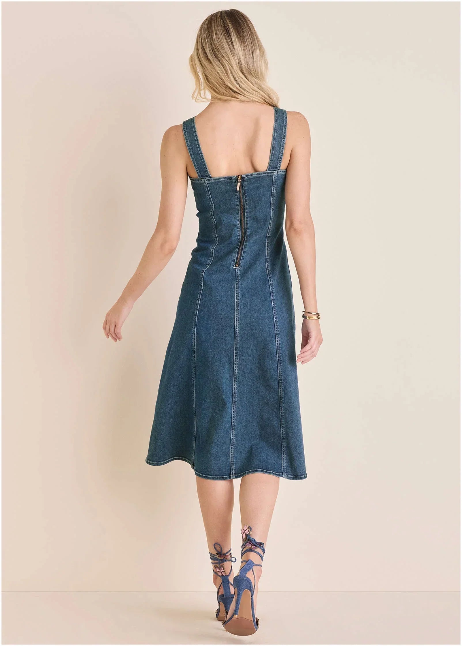 Denim Tank Midi Dress Medium Wash
